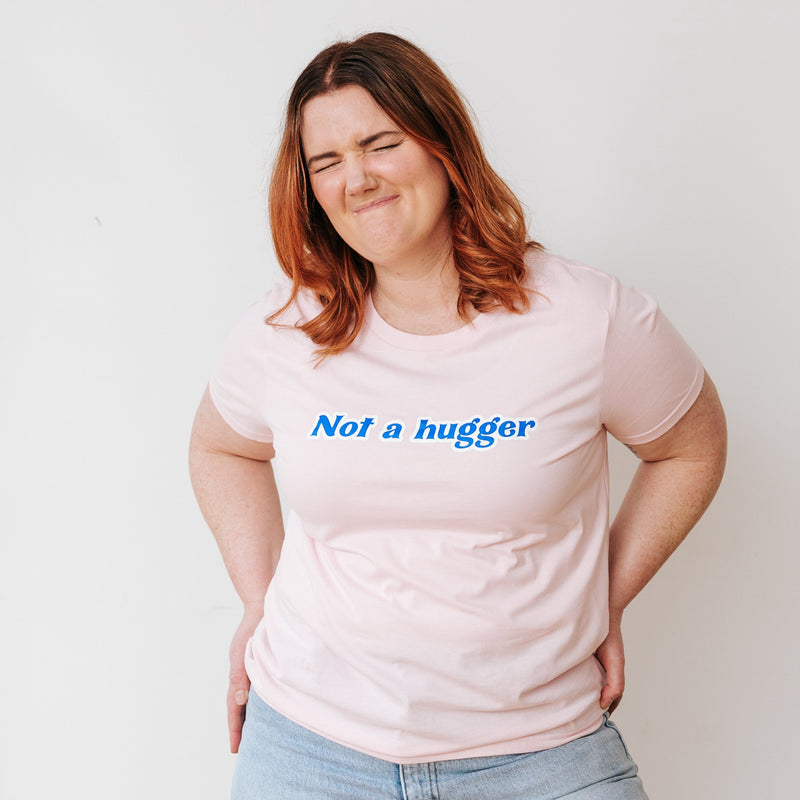 Not a Hugger - Royal Blue and White on Pink