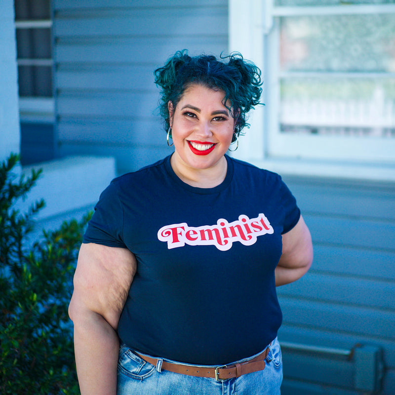 Feminist- Red and Pink on Navy